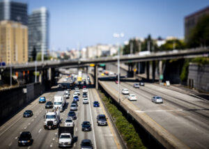 cars on a freeway